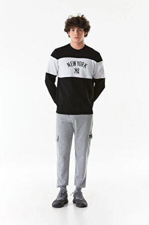 3 İplik Yazı Nakışlı Bisiklet Yaka Sweatshirt