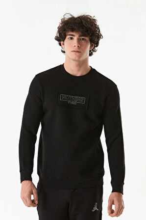 3 İplik Yazı Baskılı Bisiklet Yaka Sweatshirt