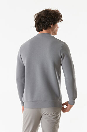 3 İplik Yazı Baskılı Dik Yaka Sweatshirt