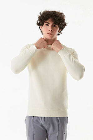 3 İplik Yazı Baskılı Dik Yaka Sweatshirt