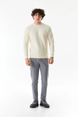 3 İplik Yazı Baskılı Dik Yaka Sweatshirt