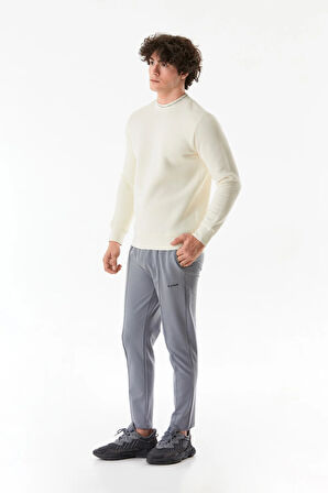 3 İplik Yazı Baskılı Dik Yaka Sweatshirt