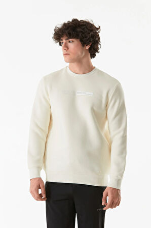 3 İplik Kabartma Baskılı Bisiklet Yaka Sweatshirt