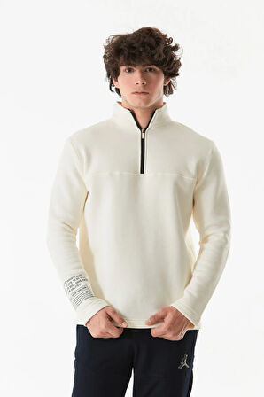 3 İplik Basic Yarım Fermuarlı Dik Yaka Sweatshirt