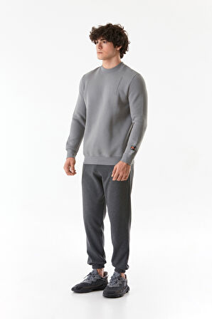 3 İplik Yazı Baskılı Bisiklet Yaka Sweatshirt