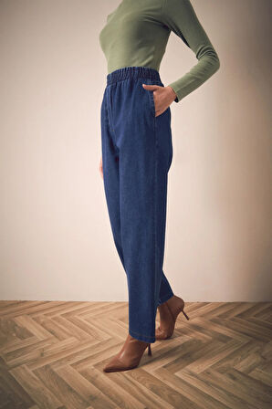 Beli Lastikli Cepli Wide Leg Jean