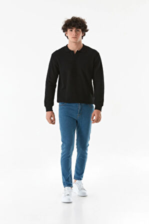 Fermuarlı Straight Jean Pantolon