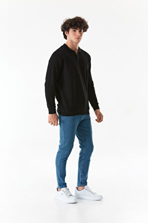 Fermuarlı Straight Jean Pantolon