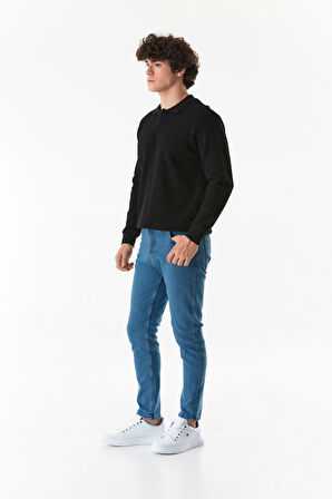 Fermuarlı Straight Jean Pantolon
