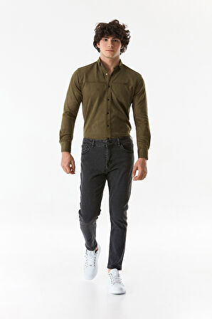 Fermuarlı Straight Jean Pantolon