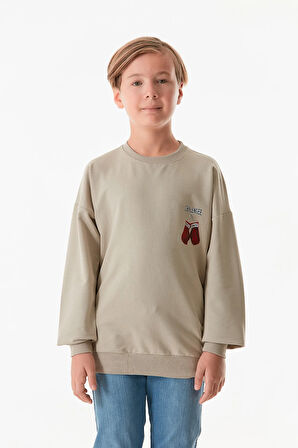 Önü Ve Arkası Baskılı Erkek Çocuk Sweatshirt