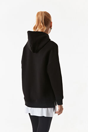 3 İplik Basic Kapüşonlu Oversize Sweatshirt