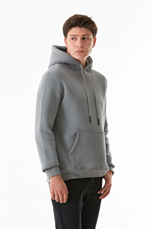 3 İplik Kanguru Cepli Kapüşonlu Sweatshirt