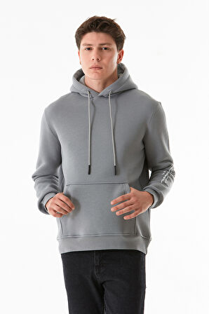 3 İplik Kanguru Cepli Kapüşonlu Sweatshirt