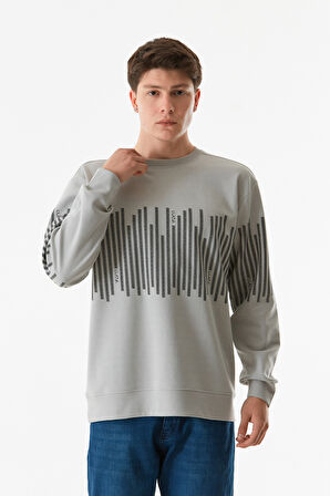 Baskılı Bisiklet Yaka Sweatshirt