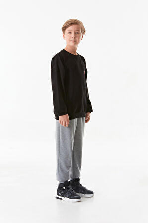 Önü Ve Arkası Baskılı Erkek Çocuk Sweatshirt