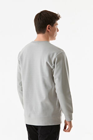 Yazı Kabartmalı Bisiklet Yaka Sweatshirt