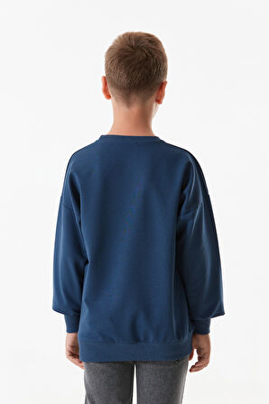 Tokyo Yazı Baskılı Bisiklet Yaka Erkek Çocuk Sweatshirt