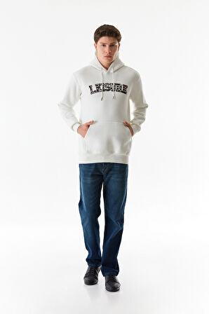 3 İplik Yazı Baskılı Kanguru Cepli Kapüşonlu Sweatshirt