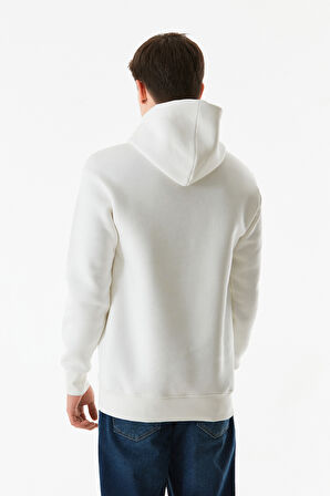 3 İplik Yazı Baskılı Kanguru Cepli Kapüşonlu Sweatshirt