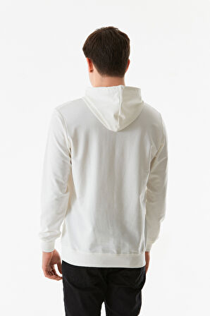 Yazı Baskılı Kanguru Cepli Kapüşonlu Sweatshirt