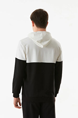 Yazı Nakışlı Kanguru Cepli Kapüşonlu Sweatshirt