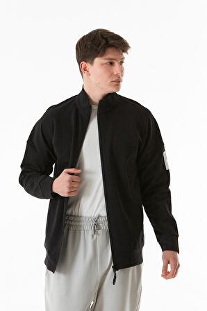 Basic Çift Cepli Fermuarlı Dik Yaka Sweatshirt