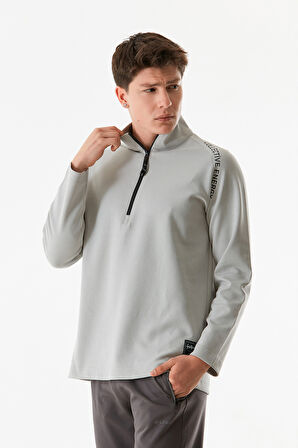 Basic Yarım Fermuarlı Dik Yaka Sweatshirt