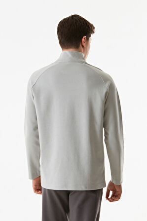 Basic Yarım Fermuarlı Dik Yaka Sweatshirt