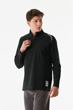 Basic Yarım Fermuarlı Dik Yaka Sweatshirt