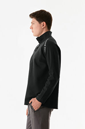 Basic Yarım Fermuarlı Dik Yaka Sweatshirt