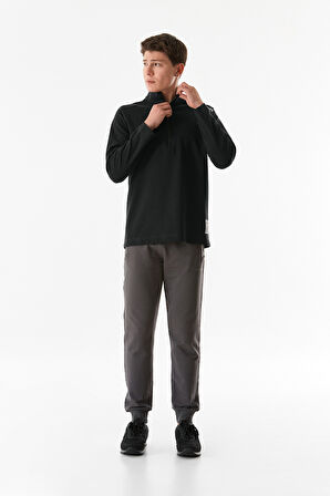 Basic Yarım Fermuarlı Dik Yaka Sweatshirt