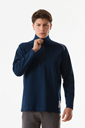 Basic Yarım Fermuarlı Dik Yaka Sweatshirt