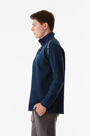 Basic Yarım Fermuarlı Dik Yaka Sweatshirt