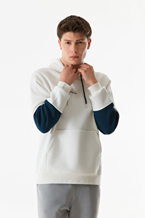 3 İplik Yazı Baskılı Kanguru Cepli Kapüşonlu Sweatshirt