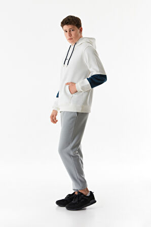 3 İplik Yazı Baskılı Kanguru Cepli Kapüşonlu Sweatshirt