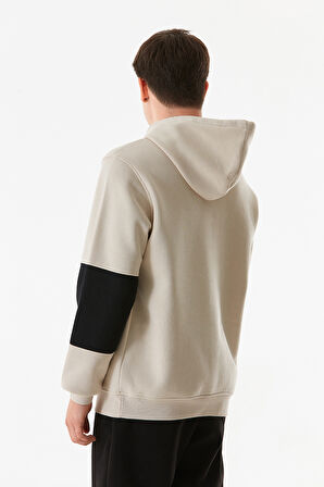 3 İplik Yazı Baskılı Kanguru Cepli Kapüşonlu Sweatshirt
