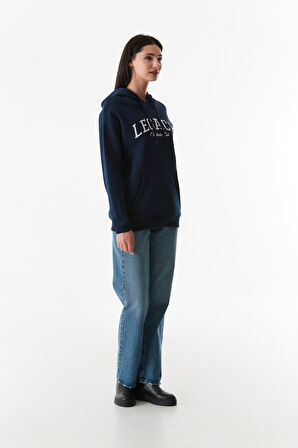 3 İplik Yazı Baskılı Kanguru Cepli Kapüşonlu Sweatshirt
