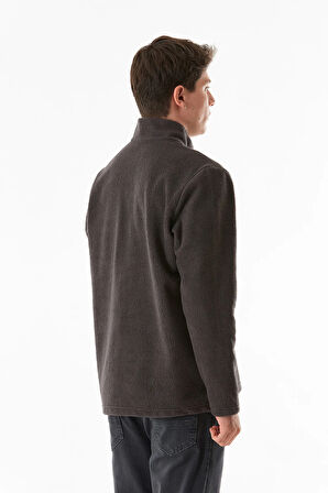 Yarım Fermuarlı Dik Yaka Polar Sweatshirt
