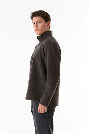 Yarım Fermuarlı Dik Yaka Polar Sweatshirt
