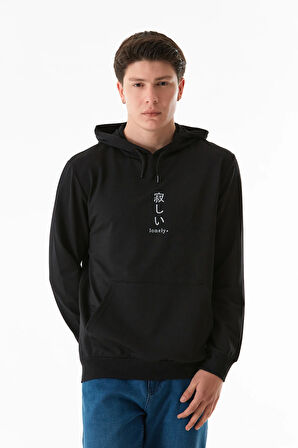 Baskılı Kapüşonlu Kanguru Cepli Sweatshirt