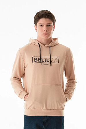 Believe Baskılı Kapüşonlu Sweatshirt