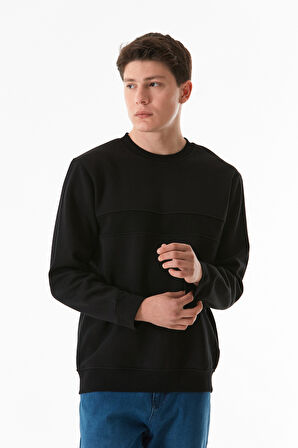 3 İplik Basic Beli Lastikli Bisiklet Yaka Sweatshirt