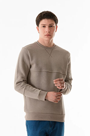 3 iplik Basic Bisiklet Yaka Sweatshirt