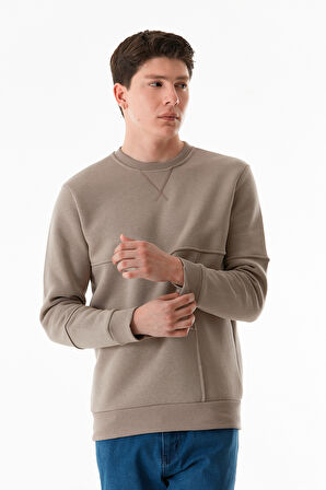 3 iplik Basic Bisiklet Yaka Sweatshirt