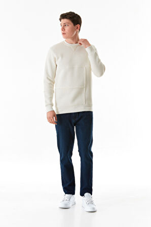 3 iplik Basic Bisiklet Yaka Sweatshirt