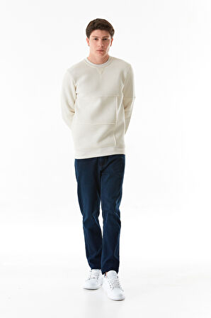 3 iplik Basic Bisiklet Yaka Sweatshirt