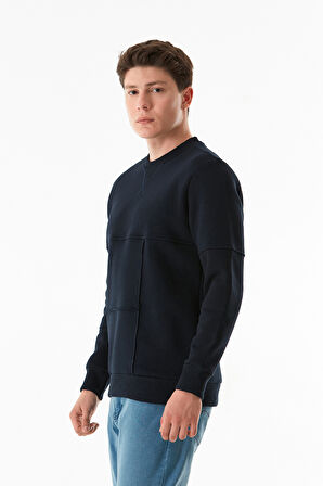 3 iplik Basic Bisiklet Yaka Sweatshirt