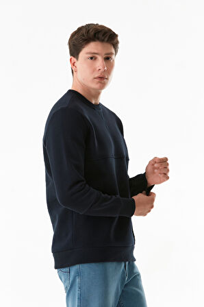 3 iplik Basic Bisiklet Yaka Sweatshirt