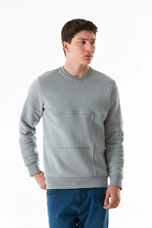 3 iplik Basic Bisiklet Yaka Sweatshirt